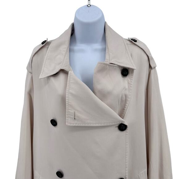 Allsaints Cream Lia Mac Trench Coat Duster Womens M Button Front Double Breasted - Picture 6 of 14